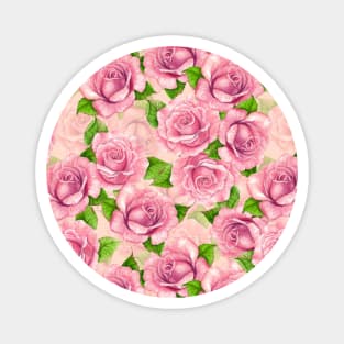 Pink watercolor roses pattern Magnet